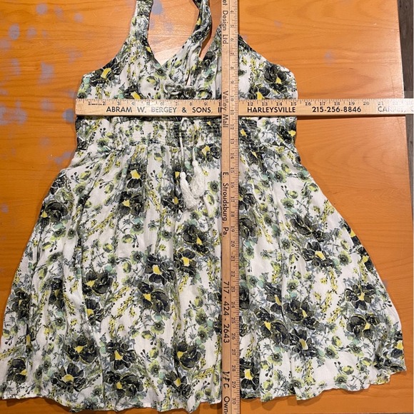 Free People Cotton Twist Strap Floral Slouchy Mini Dress/Tunic Top Sz L - Picture 2 of 6